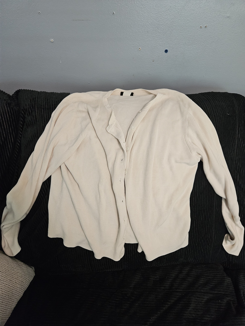 J. Crew Light Cream Ribbed Button-Front Cardigan